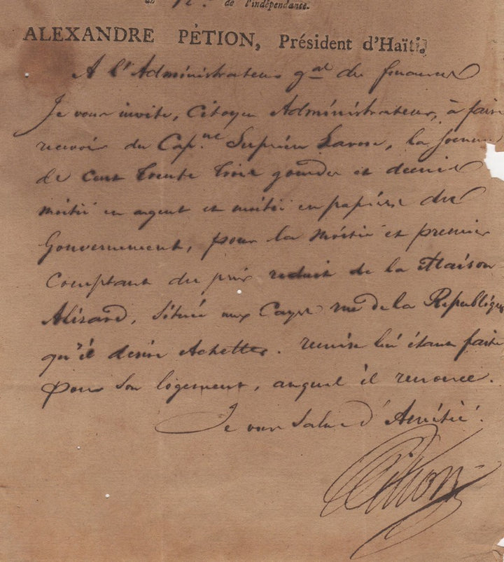 Alexandre Pétion Haiti 1st President Autograph Signed Official Document 1815