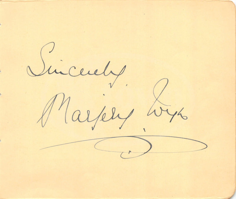 Marjery Wyn British Theatre Stage Actress Original Autograph Signature