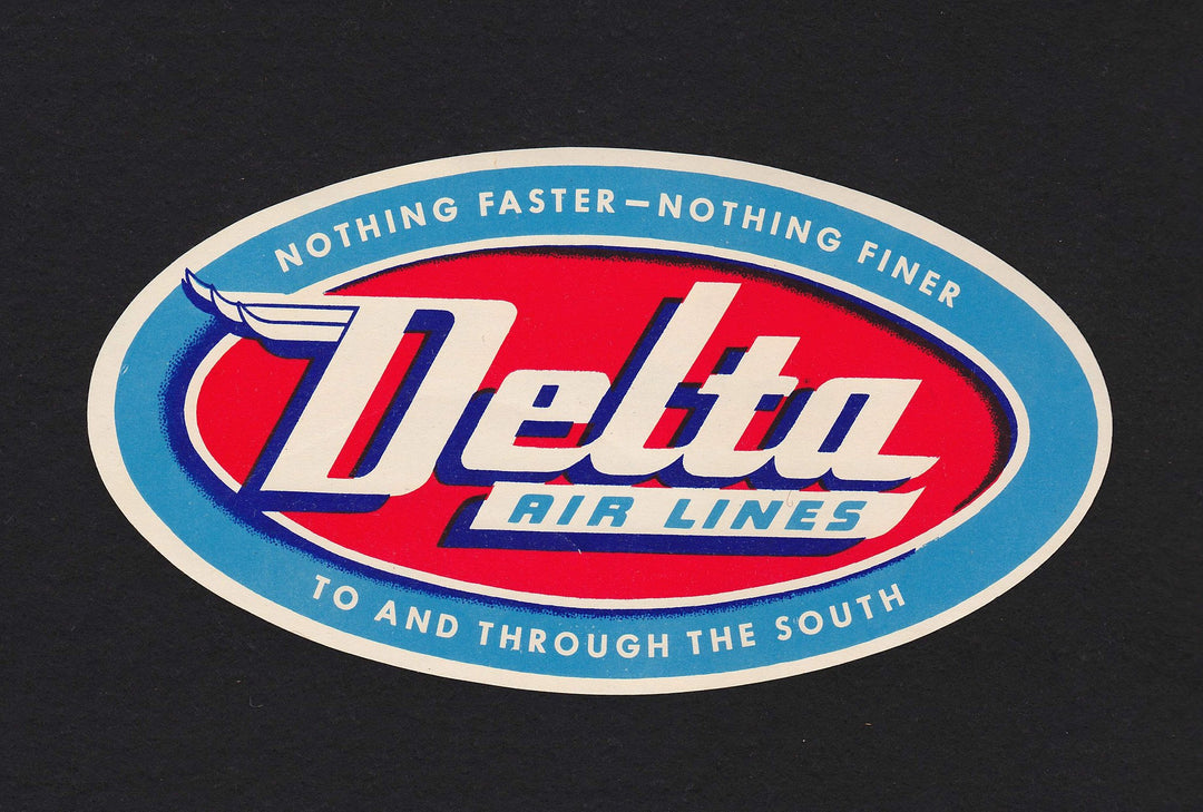 Delta Airlines Southern Routes Vintage Graphic Advertising Luggage Sticker Decal
