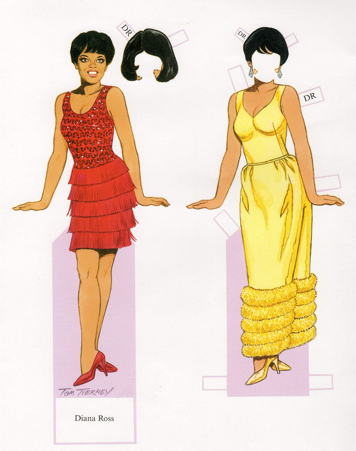 Diana Ross Motown Soul Music Legend Illustrated Paper Doll Cut-Out Print
