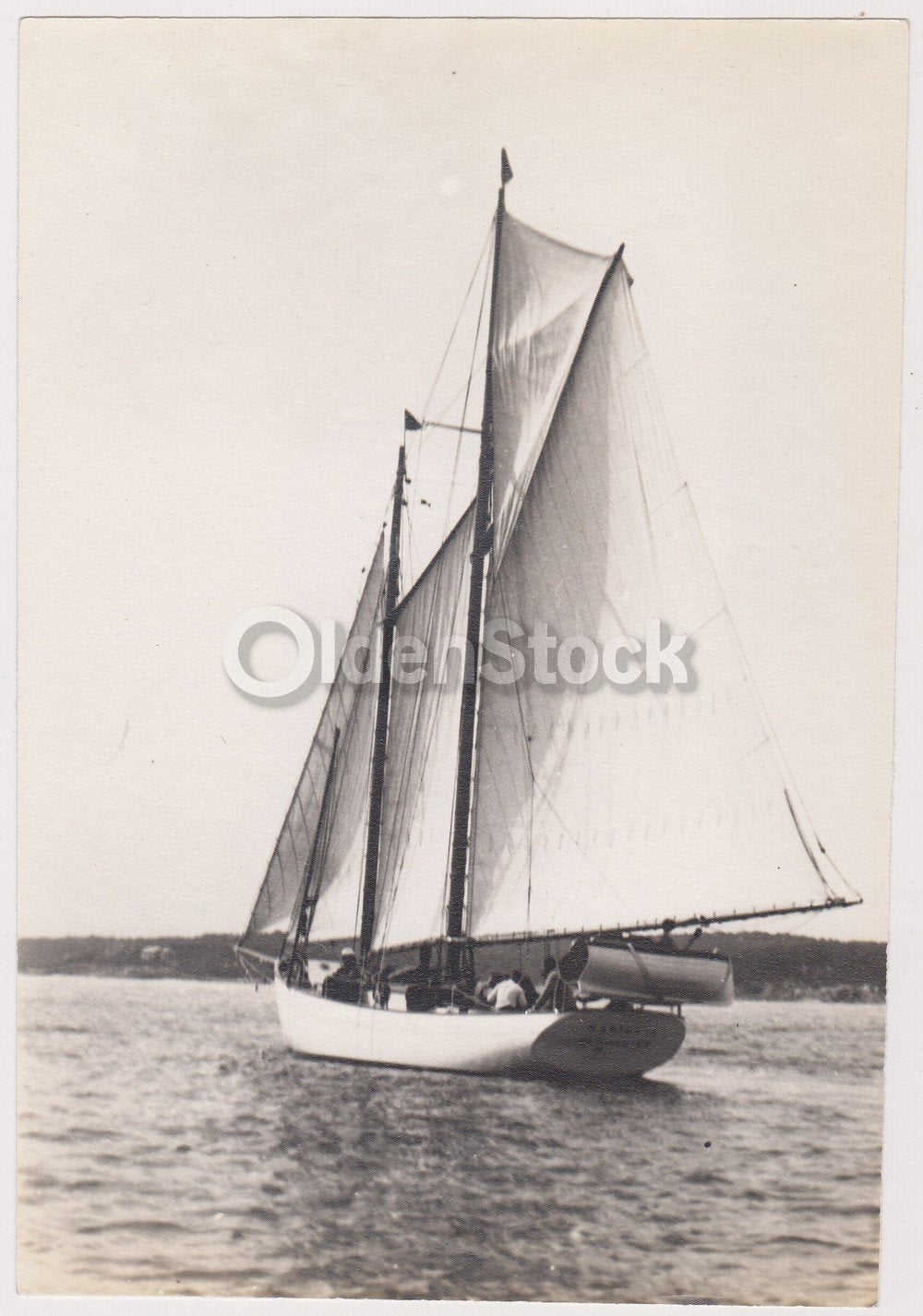 Early American Sailing Ship Antique New England Boating Snapshot Photograph