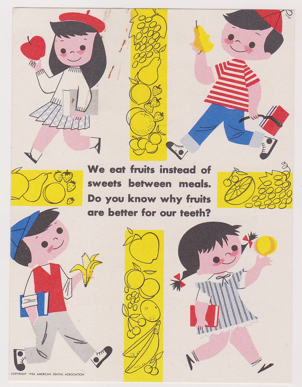 Eat Fruits Instead of Sweets Vintage Kids Dentists Office PSA Advertising Mini Poster
