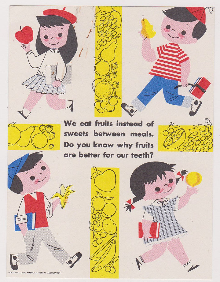 Eat Fruits Instead of Sweets Vintage Kids Dentists Office PSA Advertising Mini Poster