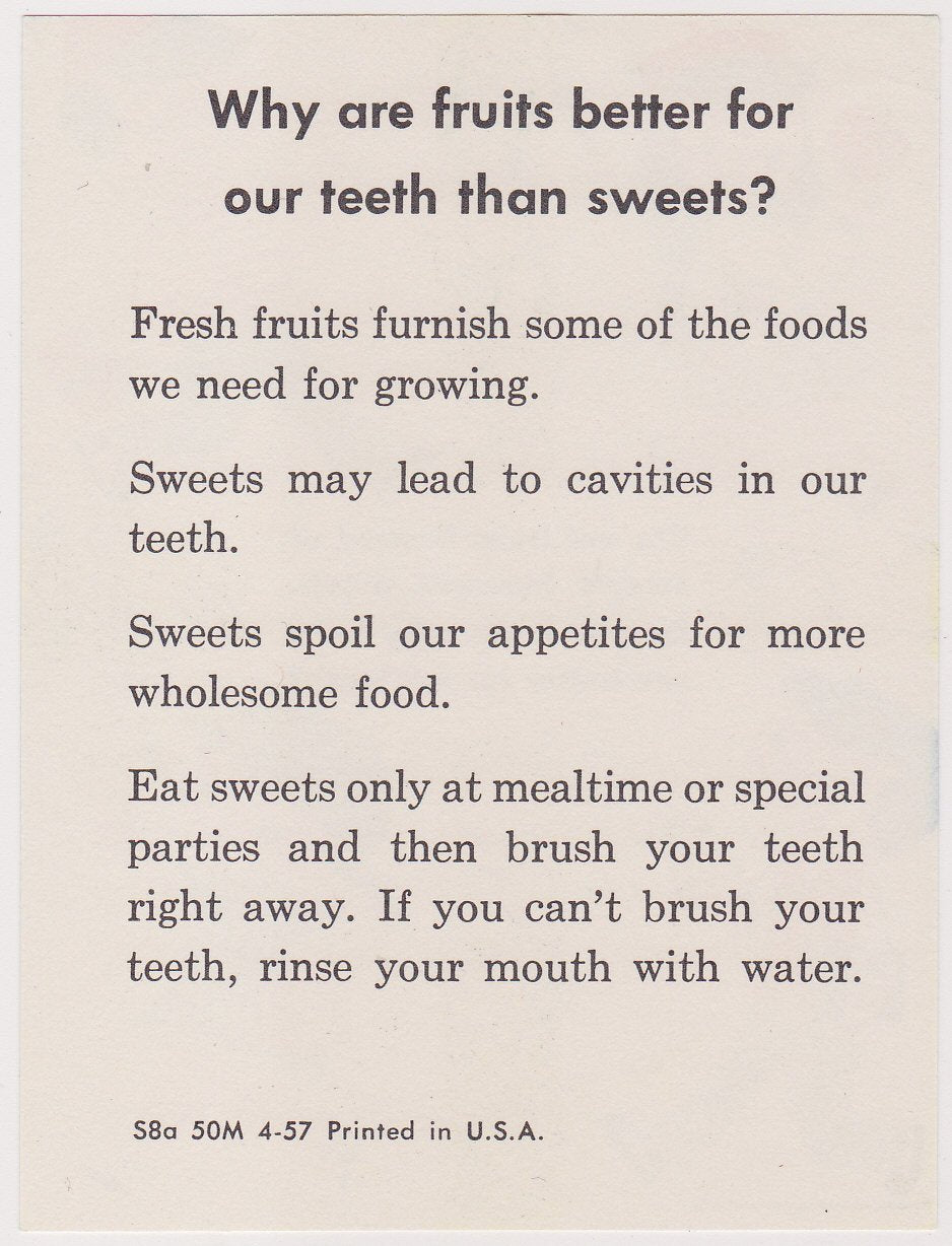 Eat Fruits Instead of Sweets Vintage Kids Dentists Office PSA Advertising Mini Poster