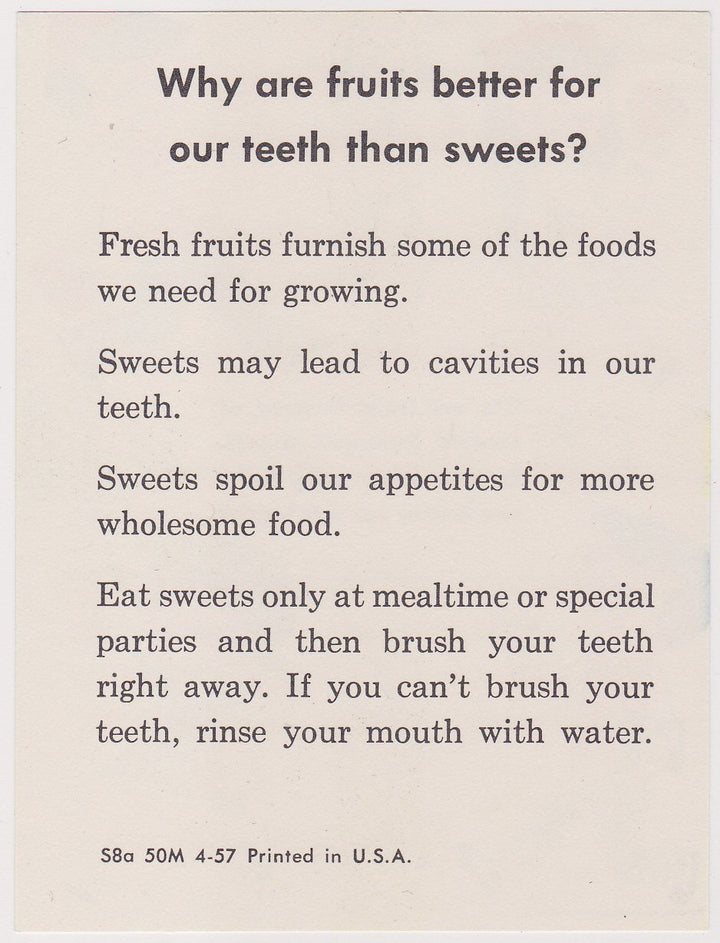 Eat Fruits Instead of Sweets Vintage Kids Dentists Office PSA Advertising Mini Poster