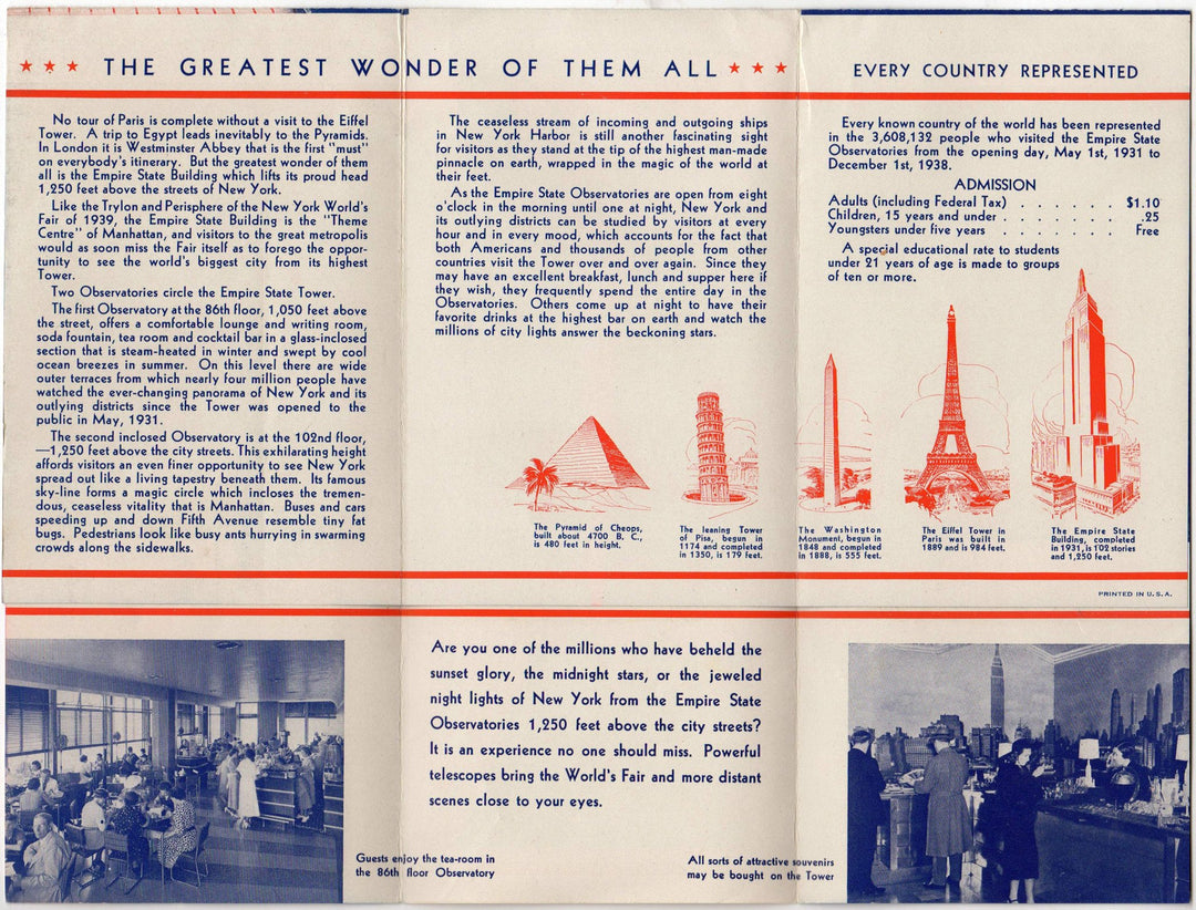Empire State Building Observation Tower Vintage Graphic Advertising Brochure Poster
