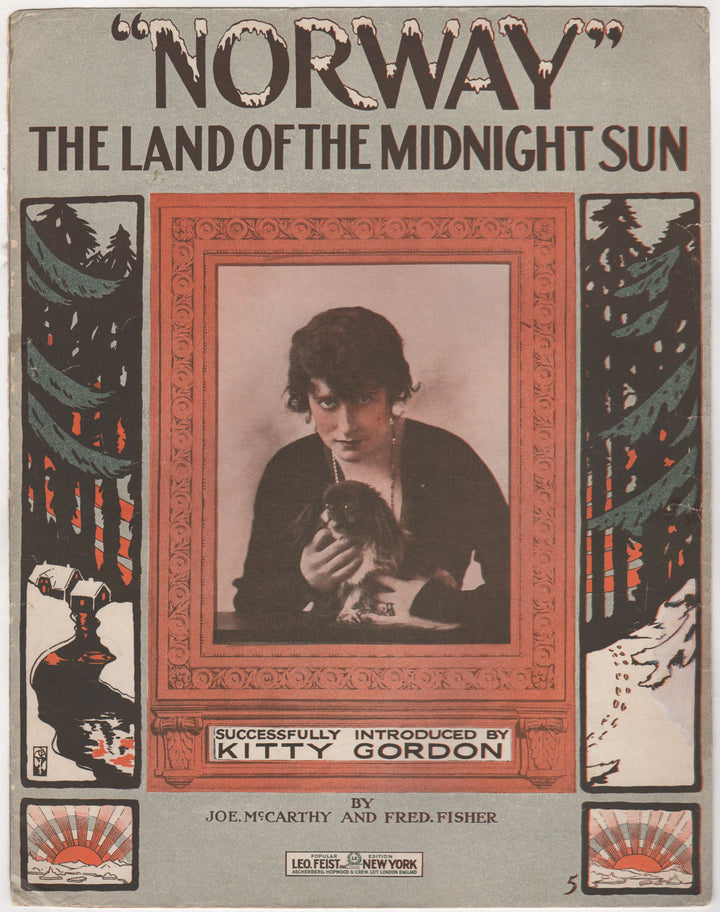 Norway Land of the Midnight Sun Kitty Gordon Antique Sheet Music 1915