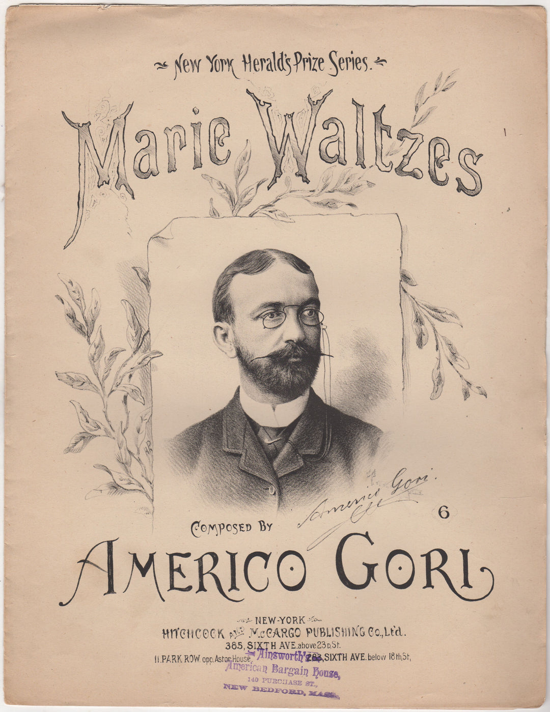 Americo Gori Marie Waltzes Song Antique Sheet Music 1890