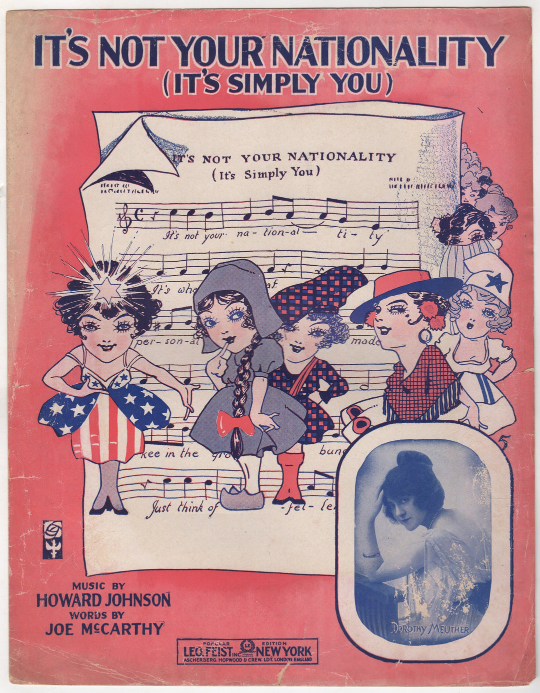 It's Not Your Nationality It's You Antique Graphic Art Sheet Music 1916