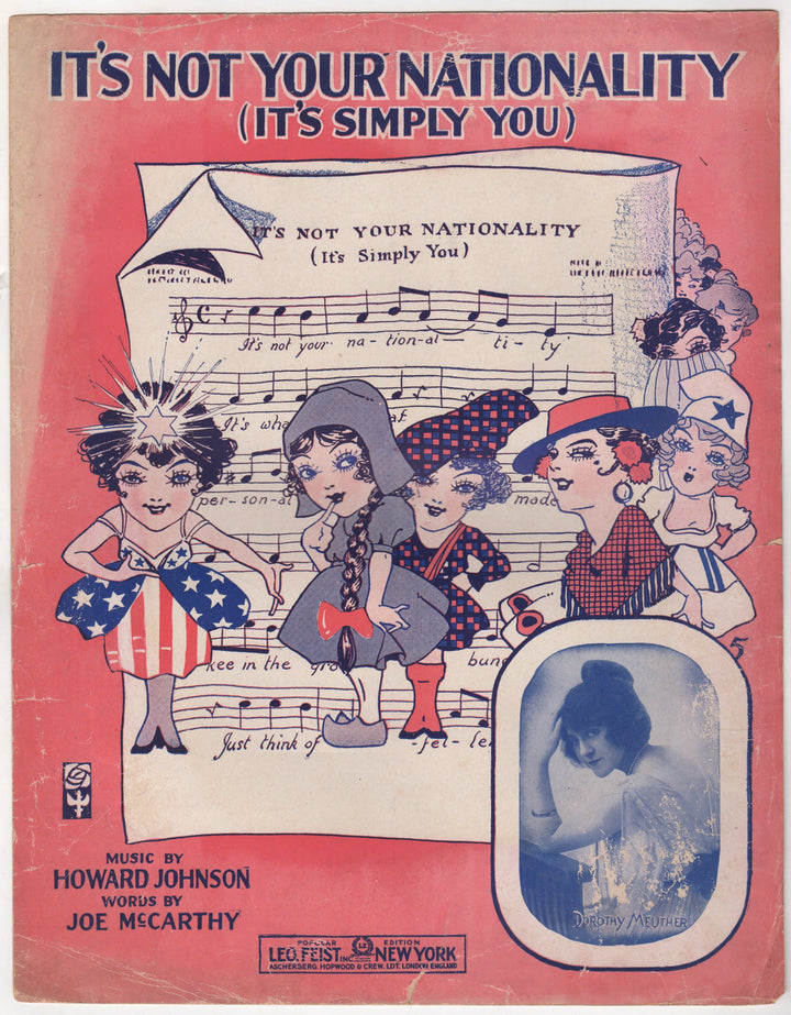 It's Not Your Nationality It's You Antique Graphic Art Sheet Music 1916
