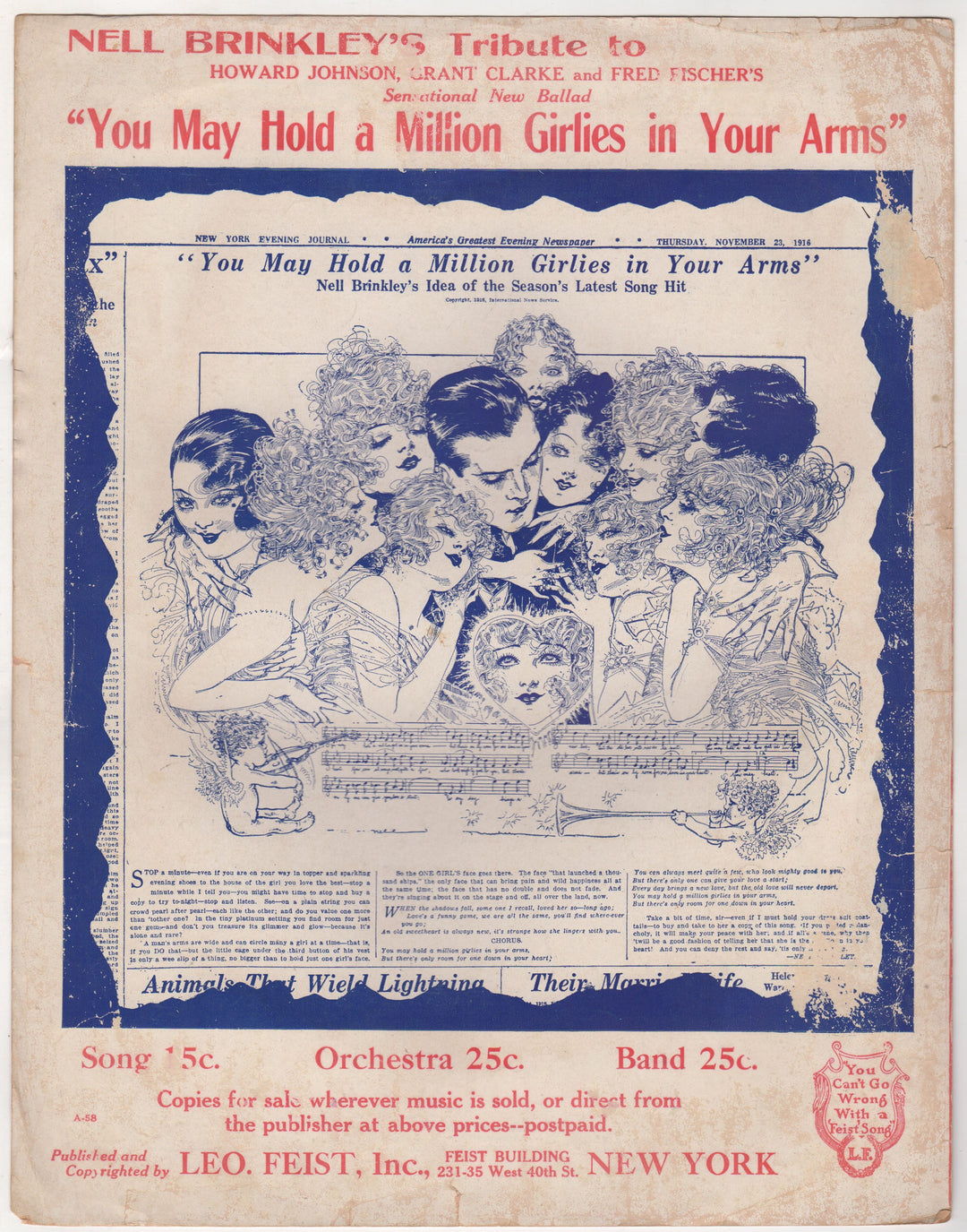 It's Not Your Nationality It's You Antique Graphic Art Sheet Music 1916