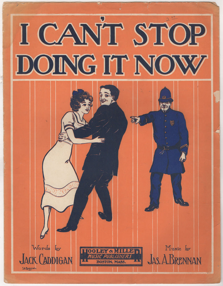 I Can't Stop Doing it Now Antique Graphic Art Police Sheet Music 1912