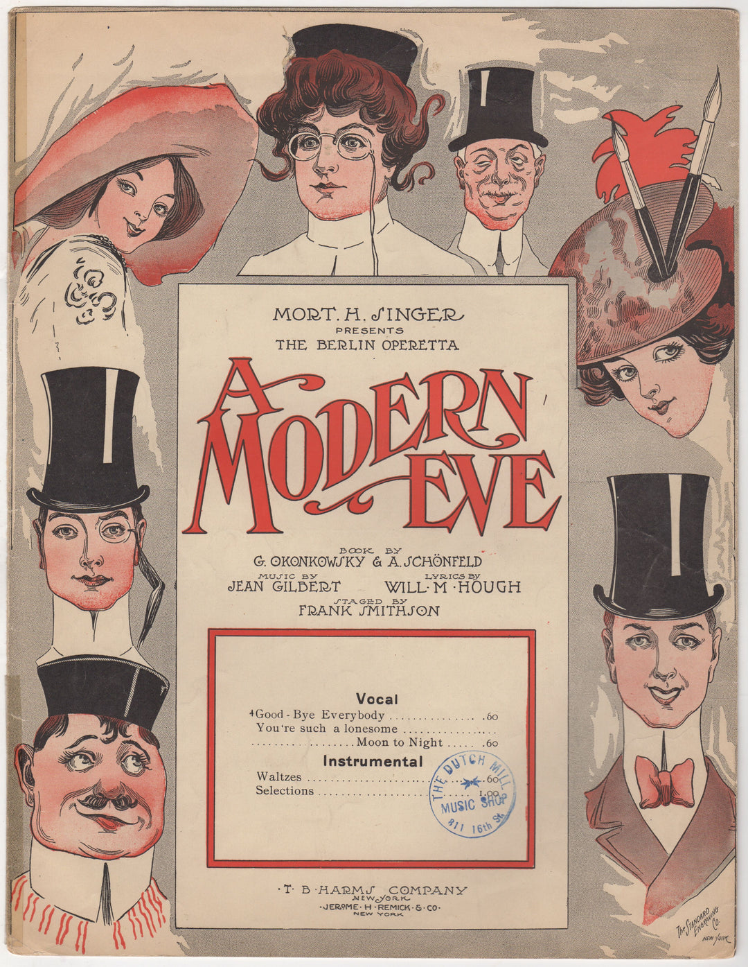 A Modern Eve Berlin Operetta Antique Graphic Art Sheet Music 1912