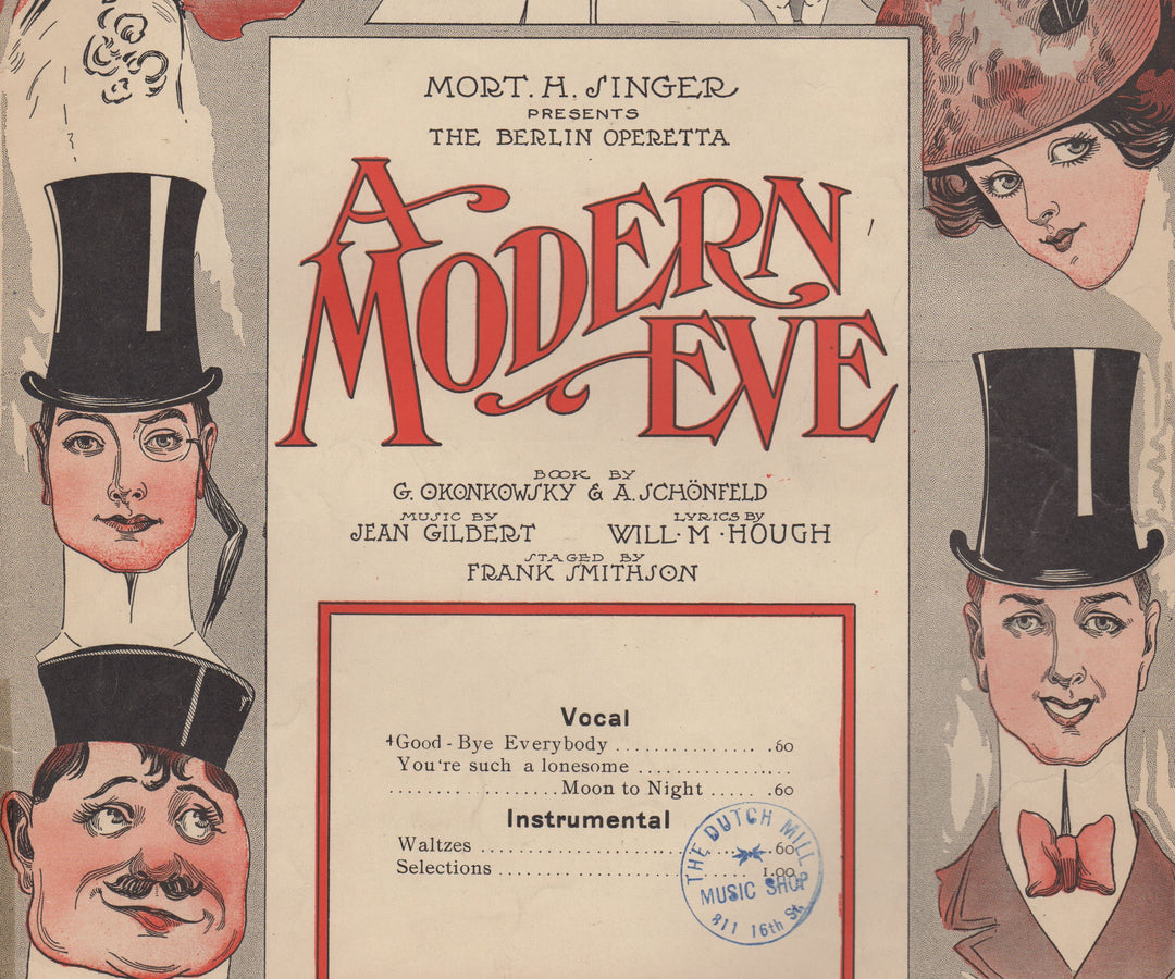 A Modern Eve Berlin Operetta Antique Graphic Art Sheet Music 1912