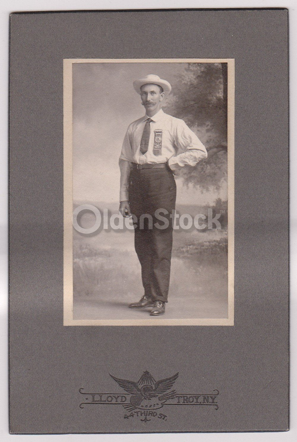 Farm Show Award Winner Man with Short Tie Troy New York Antique Snapshot Photo
