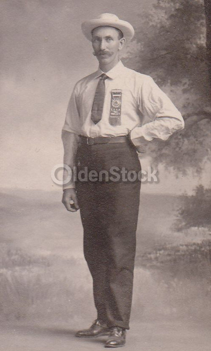Farm Show Award Winner Man with Short Tie Troy New York Antique Snapshot Photo
