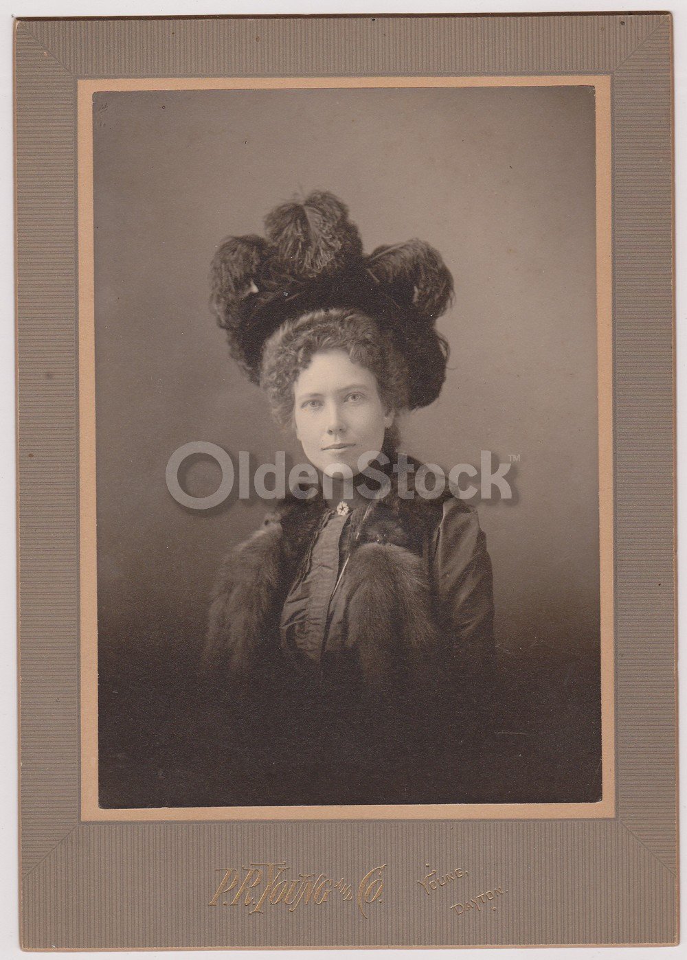 Felicia Moot High Fashion Feather Hat New York Woman IDed Antique Photo on Board