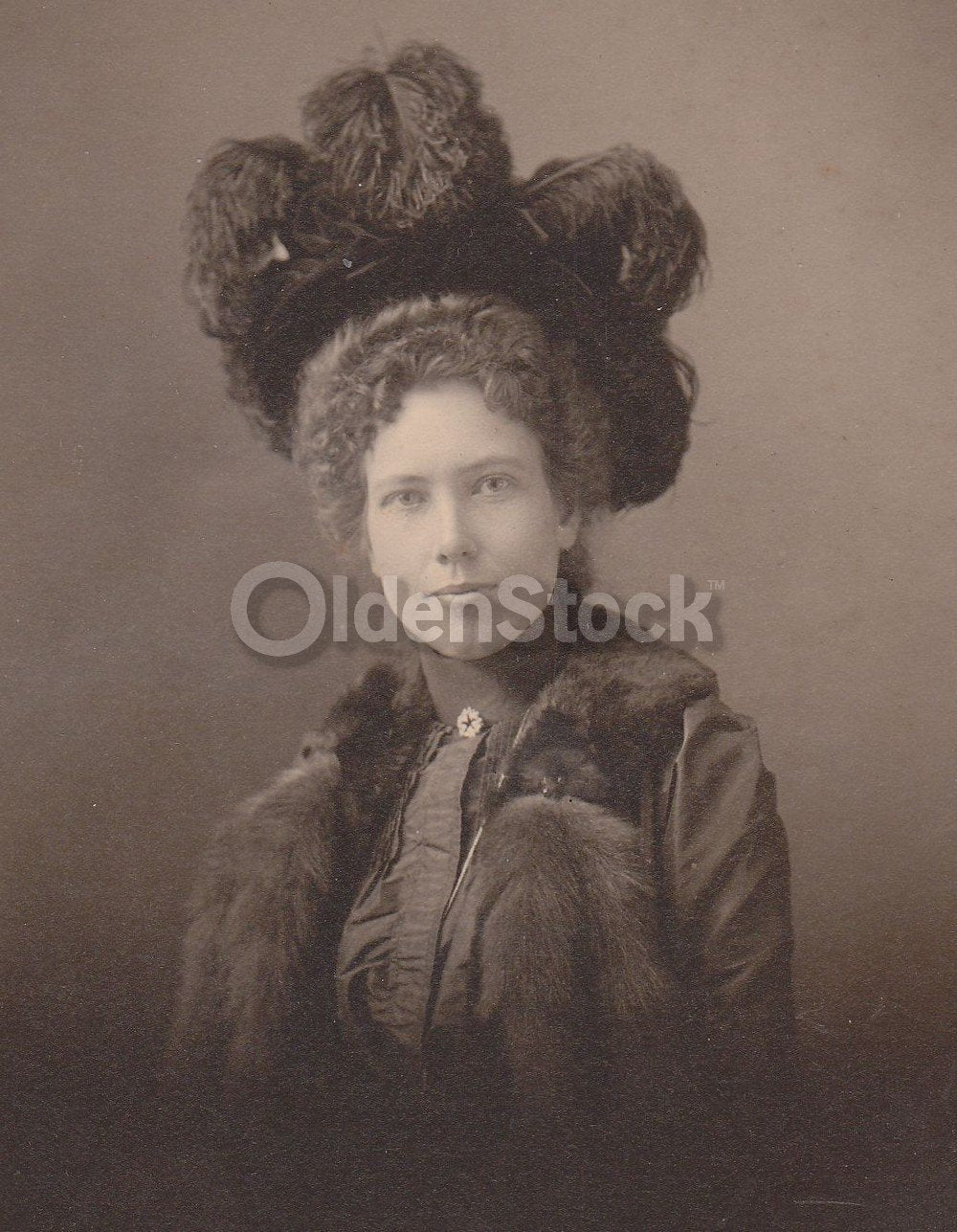 Felicia Moot High Fashion Feather Hat New York Woman IDed Antique Photo on Board