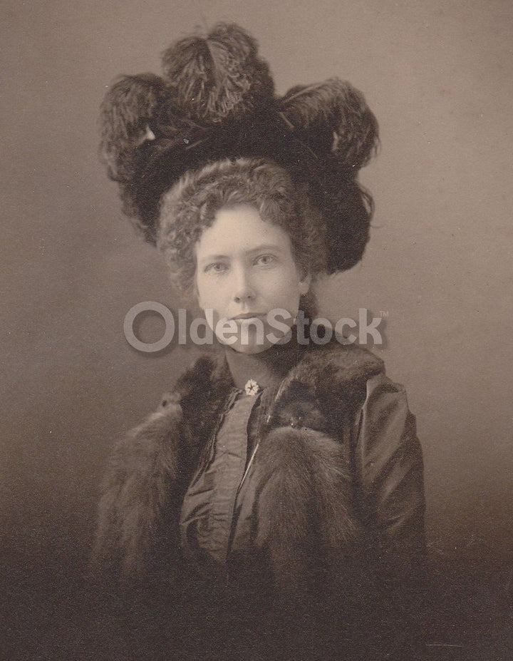 Felicia Moot High Fashion Feather Hat New York Woman IDed Antique Photo on Board
