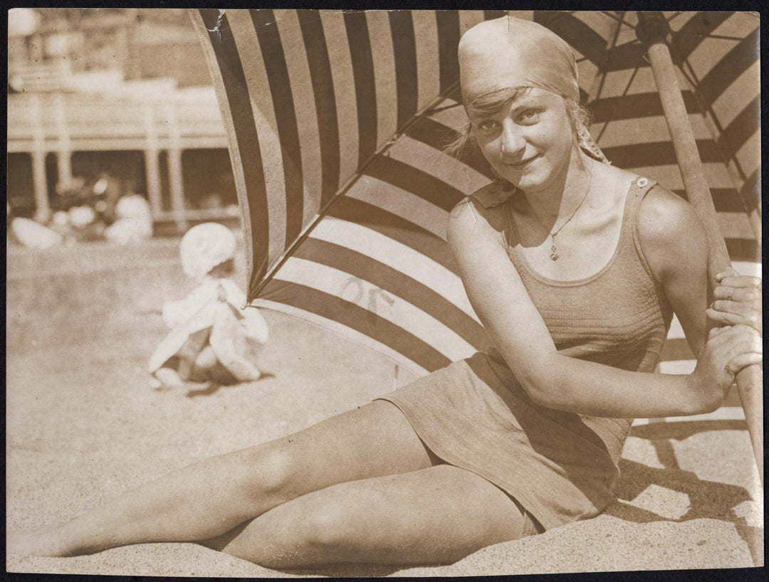 Flapper Girl Swimsuit Beach Fashions Vintage 1920s Large Snapshot Photograph