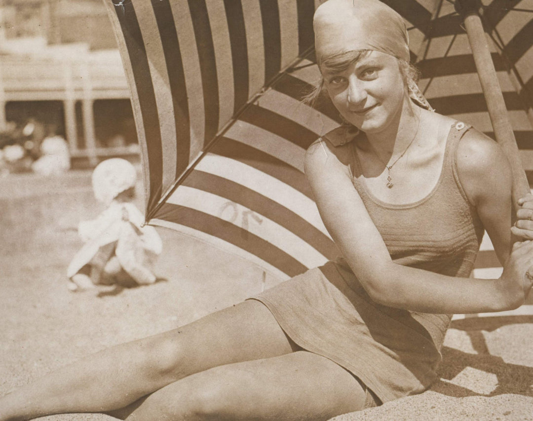 Flapper Girl Swimsuit Beach Fashions Vintage 1920s Large Snapshot Photograph