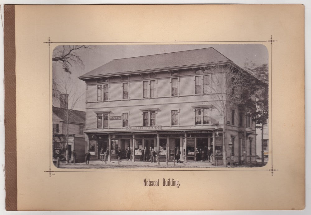 Old Framingham Nobscot Bank Building Outdoor Scene Antique Photo