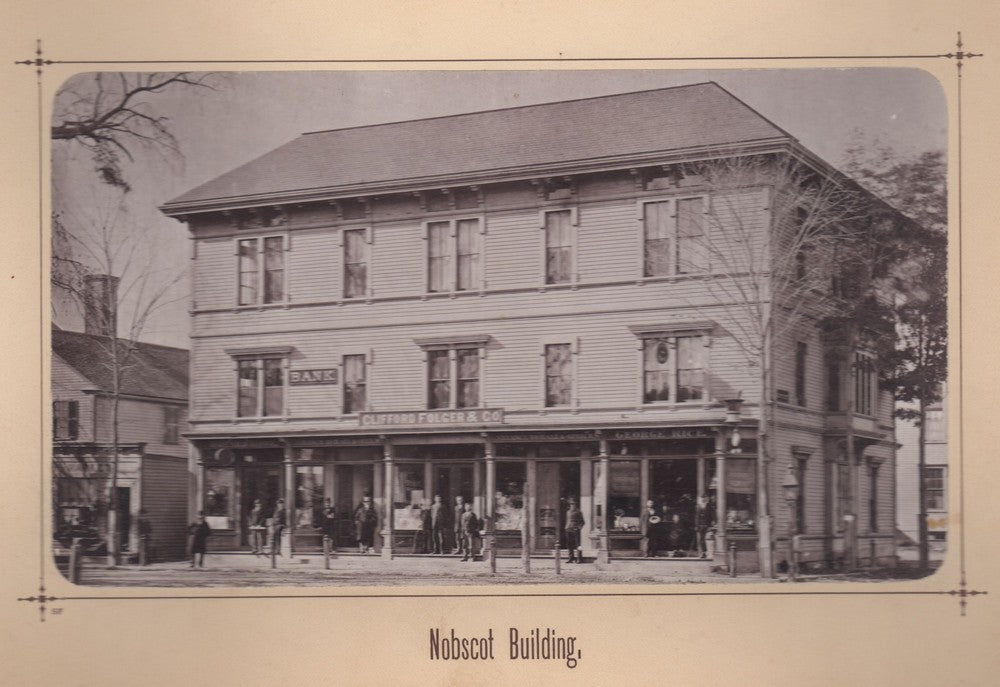 Old Framingham Nobscot Bank Building Outdoor Scene Antique Photo