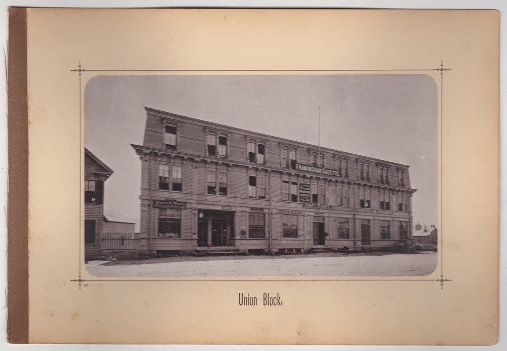 Old Framingham Gazette Wheel Works Union Building Antique Photo