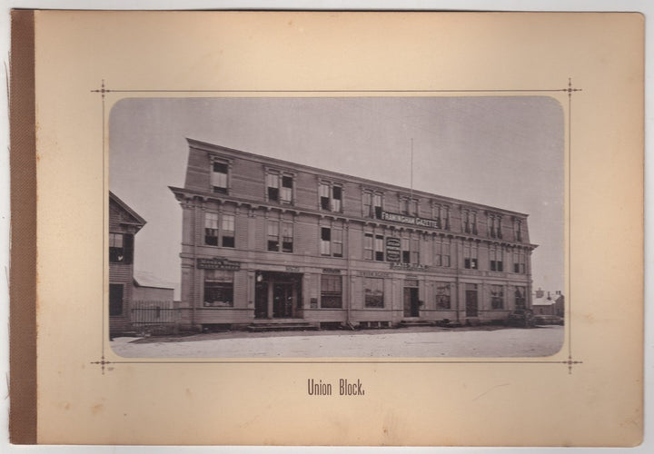 Old Framingham Gazette Wheel Works Union Building Antique Photo
