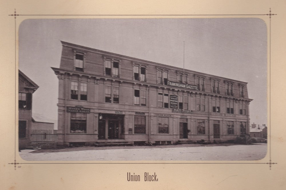 Old Framingham Gazette Wheel Works Union Building Antique Photo