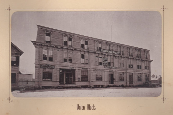 Old Framingham Gazette Wheel Works Union Building Antique Photo