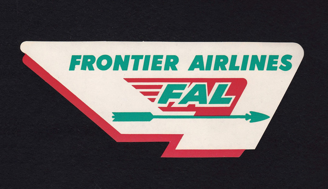 Frontier Airlines Vintage Graphic Advertising Luggage Sticker Decal