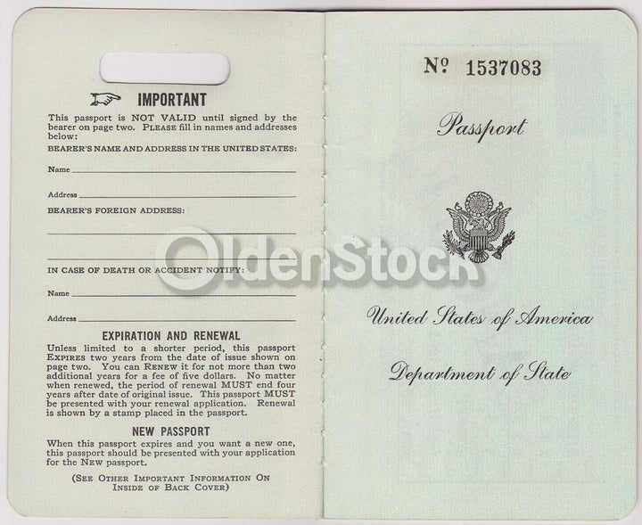 German Man Post-WWII Vintage Cancelled US Passport - Stamps to Bulgaria Uruguay