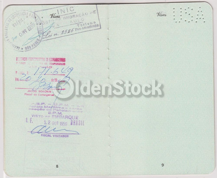 German Man Post-WWII Vintage Cancelled US Passport - Stamps to Bulgaria Uruguay