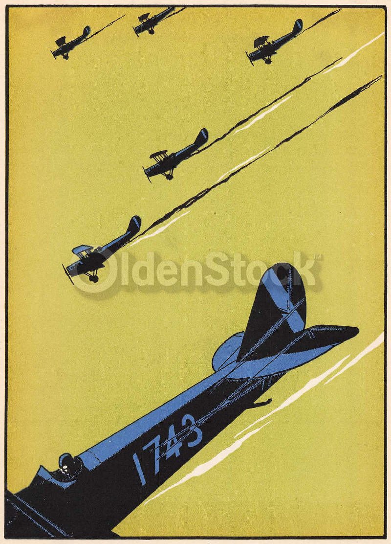 Curtiss JN-4 Jenny Fighter Planes Antique Graphic Art Kids Illustration Print