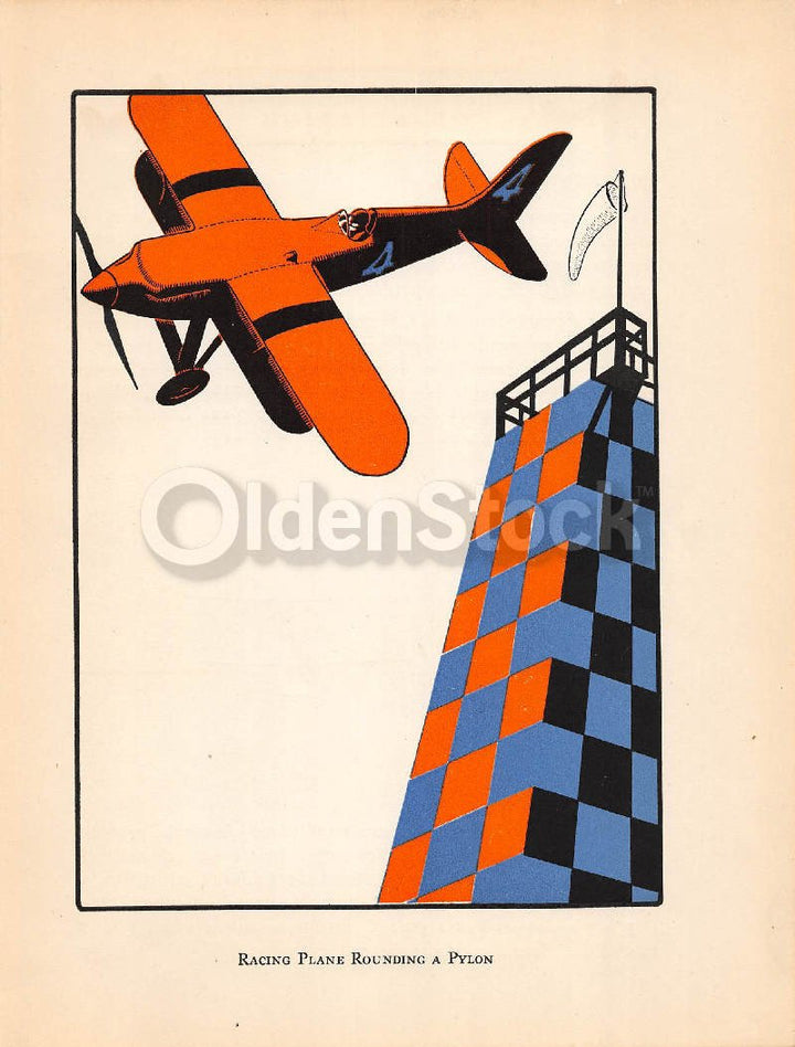 Stunt Pilot Racing Old Bi-Plane Antique Graphic Art Illustration Print 1928