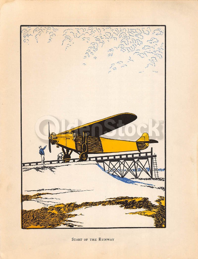 Old Prop Monoplane Antique Graphic Art Deco Aviation Illustration Print