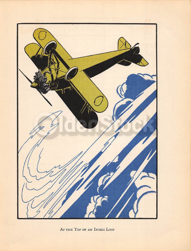 Old Prop Plane Stunt Pilot Aviation Antique Kids Room Wall Decoration Print