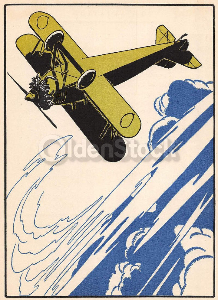 Old Prop Plane Stunt Pilot Aviation Antique Kids Room Wall Decoration Print