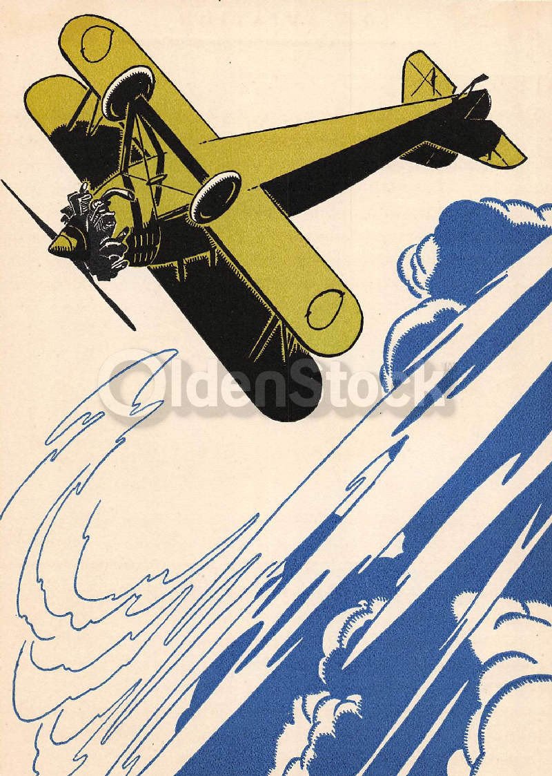 Old Prop Plane Stunt Pilot Aviation Antique Kids Room Wall Decoration Print