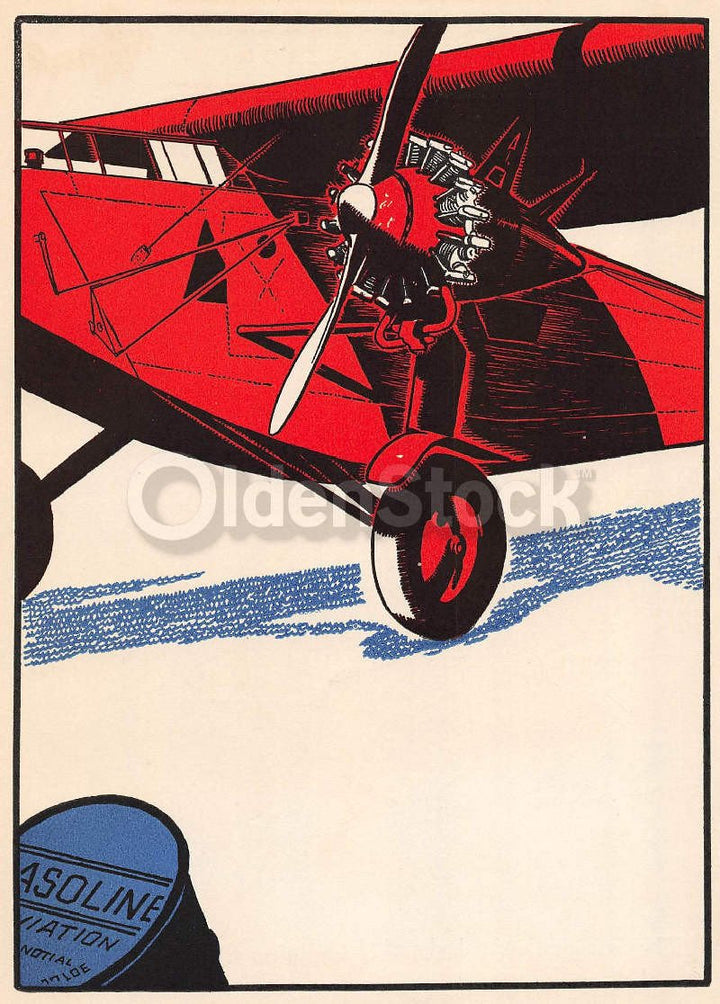 Old Tri-Motor Airplane Refueling Antique Graphic Art Illustration Print 1928