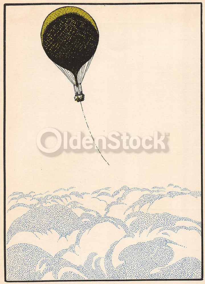 US Military Hot Air Balloon Antique Graphic Art Illustration Print 1928