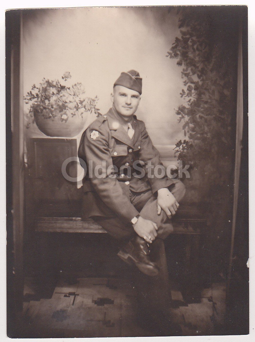 Handsome American Military GI in Uniform Vintage WWII Overseas Snapsho ...