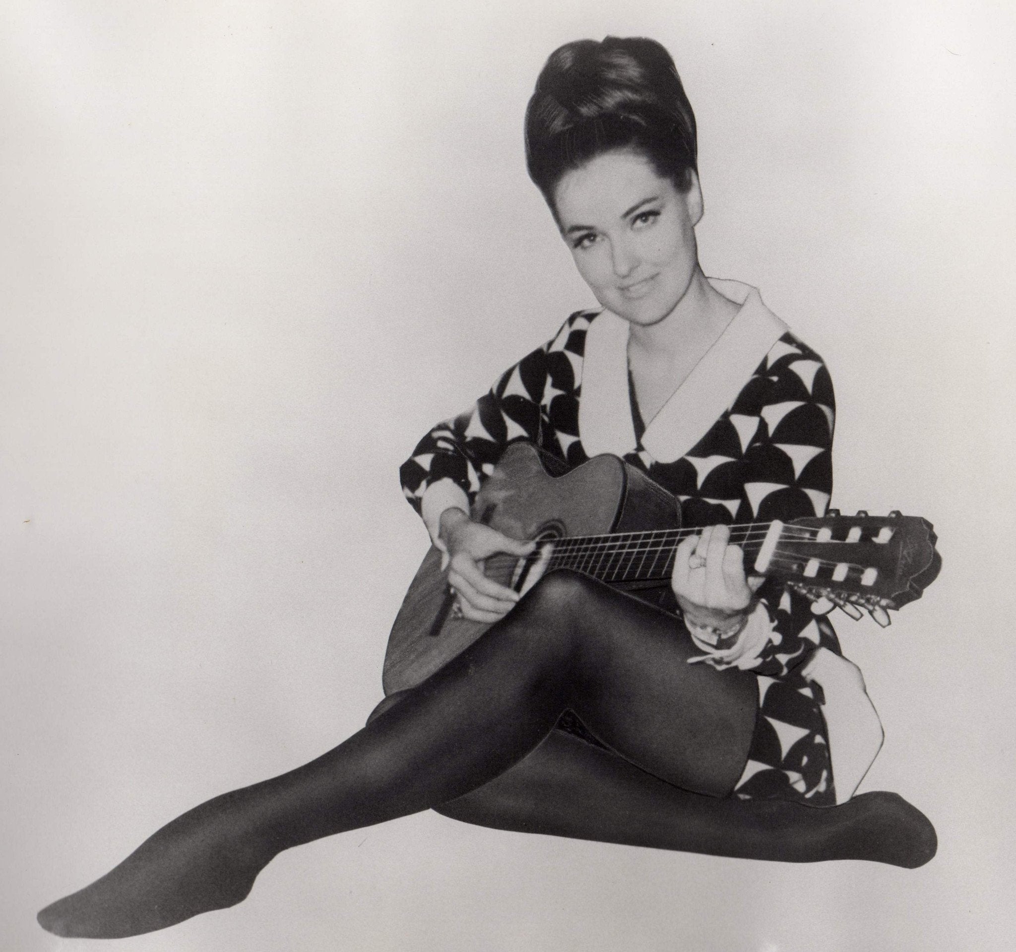 Hippie Female Guitarist Fashion Model Vintage 1960s Advertising Photo ...