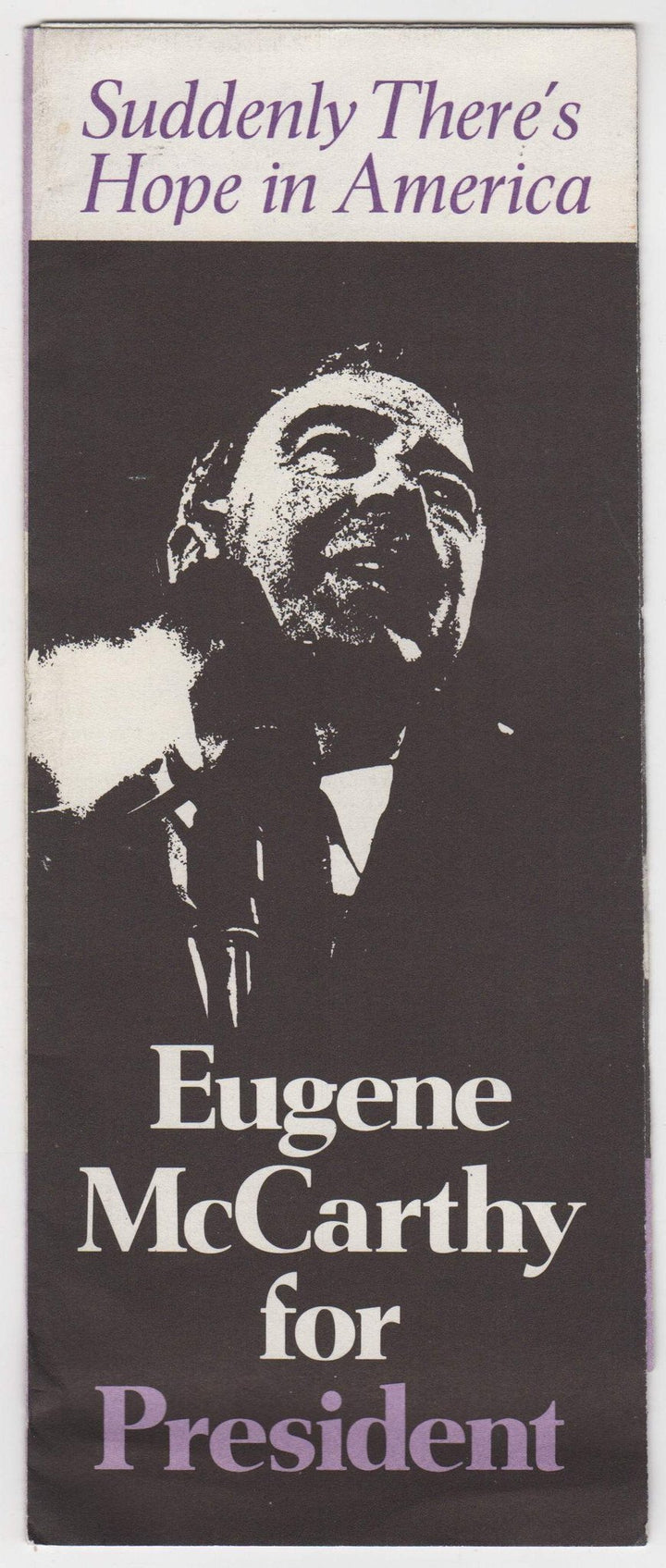 Hope in America Eugene McCarthy Vintage Presidential Campaign Poster Brochure