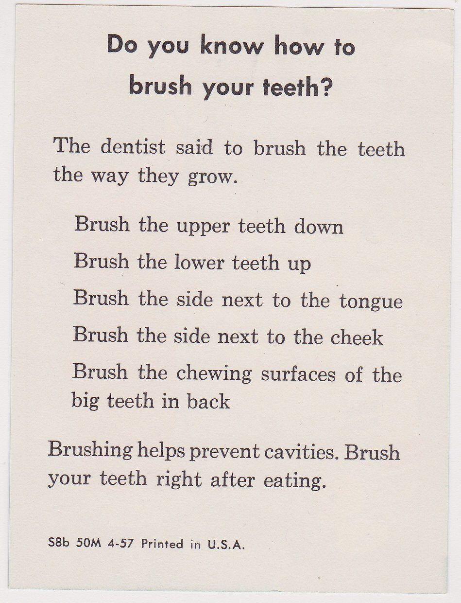 How to Brush Your Teeth Little Girl in Pajamas Vintage Dentist Office PSA Advertising