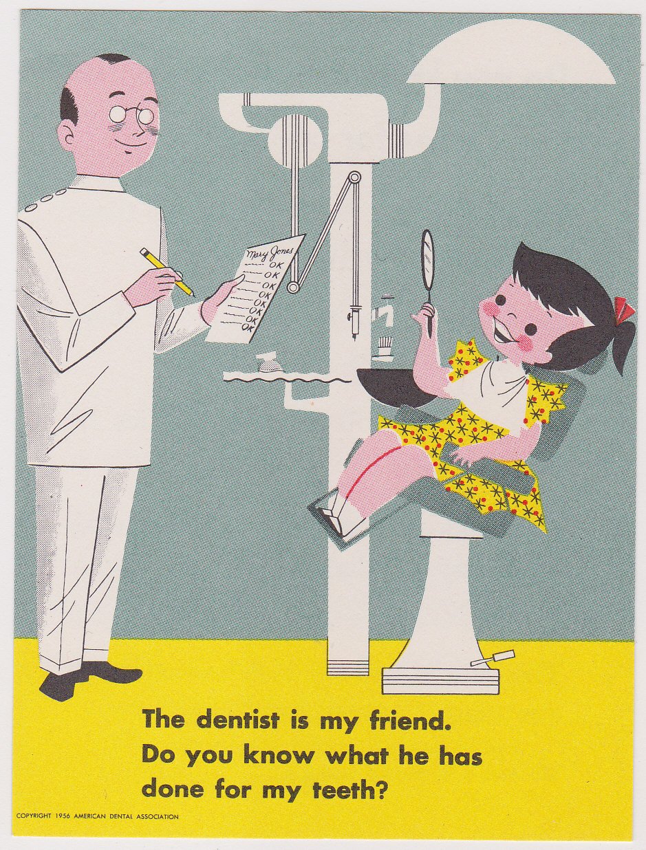 The Dentist is my Friend Vintage Kids Dentists Office PSA Advertising Mini Poster