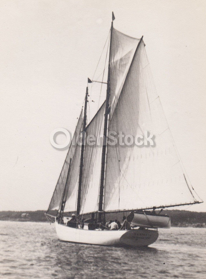 Sailing Ship Marietta Gloucester Massachusetts Bay Vintage Boating Snapshot Phot