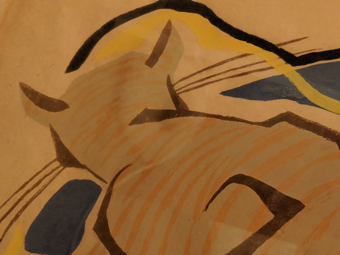 Night Panther Vintage Prowling Cat Unusual Perspective Signed Serigraph Print