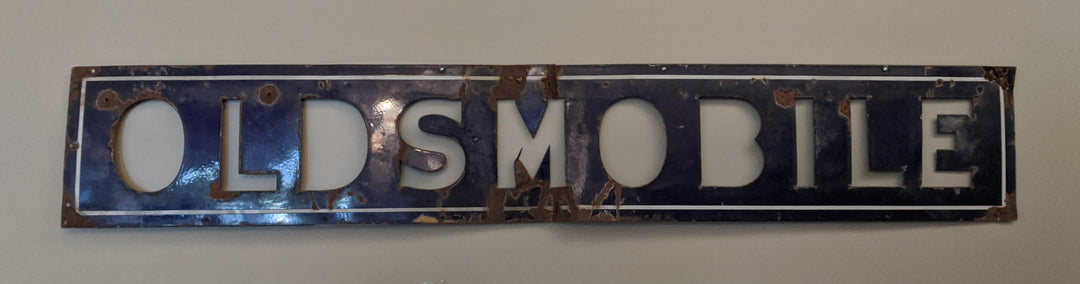 Oldsmobile General Motors Automobiles Large Antique Enameled Dealership Sign